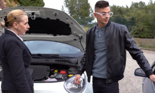 Spanish mature Lucia Kury fucks with a young man who helped her with the car
