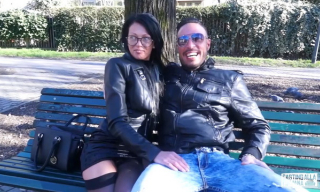 Skinny Italian newbie Krystal Black eats cum in steamy hard casting fuck