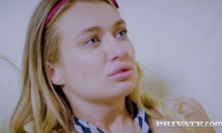 Slutty coed Natalia Starr hungrily blows a rod and rides it in her fence net pantyhose