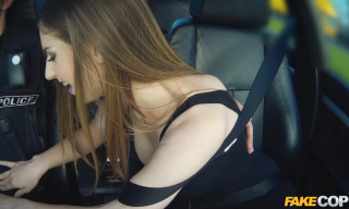 British troublemaker Stella Cox gives a road head to a cop and rides him in her black stockings
