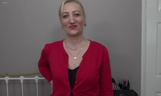 Blonde milf Lilith masturbates in white stockings