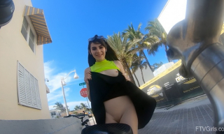 Ziva Fey gets to upskirt tease and flashing cooling her pantyless pussy outdoors