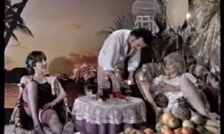Two vintage babes open their butts and stockinged legs for an expert anal waiter
