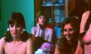 Nasty retro German coeds in pretty knee-highs seduce a new teacher and go lesbo