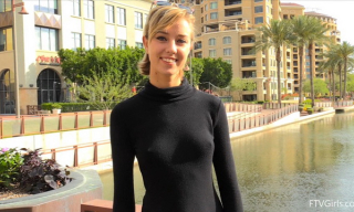 Leggy high-heeled flasher Haley Reed aka Amy fingers her ass in a public place