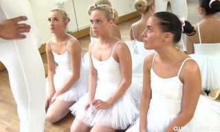 Ballerinas Eveline Dellai, Cayla A and Vinna Reed fucked by a teacher in their white tights and tutus